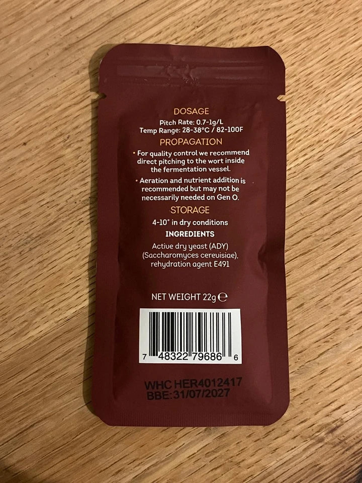 Hercules: Dry Thermotolerant Whiskey Yeast 38°C 22GRAM/32LITRE WHC LABS